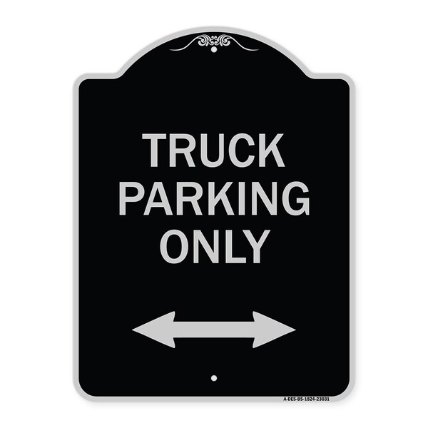 Reserved Parking Truck Parking W/ Bidirectional Arrow Heavy-Gauge Alum, 24" x 18", BS-1824-23031